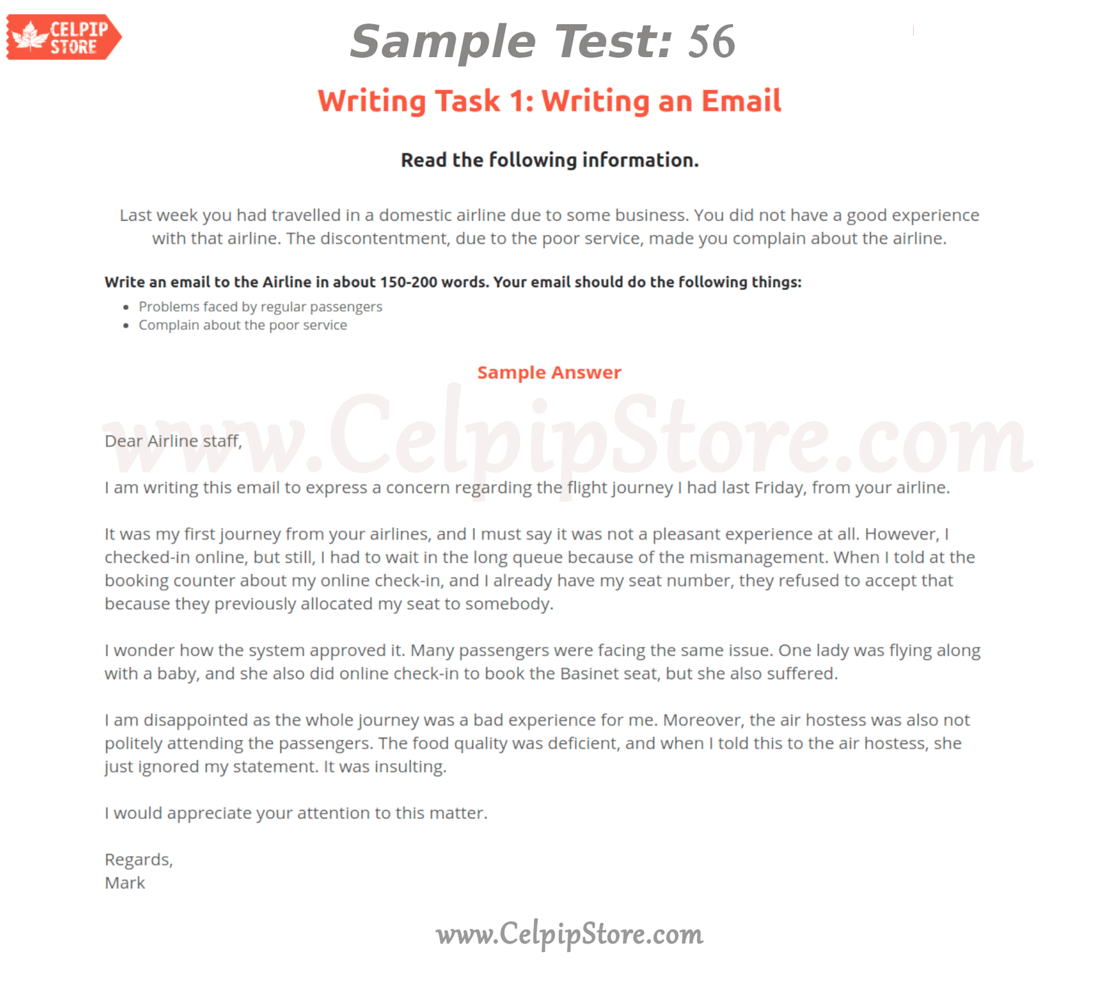 Celpip Writing an Email Sample 56: - Free CELPIP mock