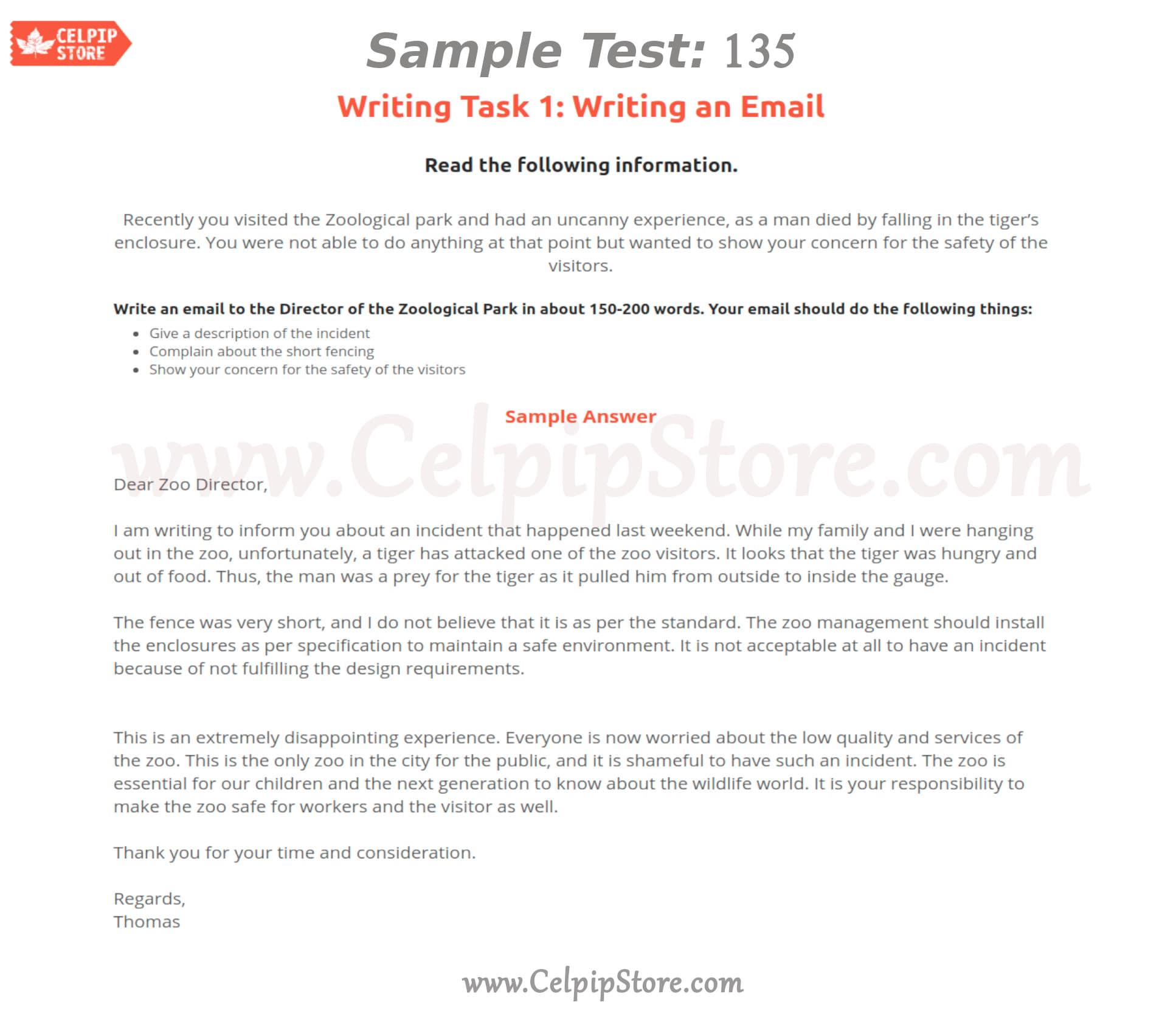 Celpip Writing an Email Sample 135: - Free CELPIP mock