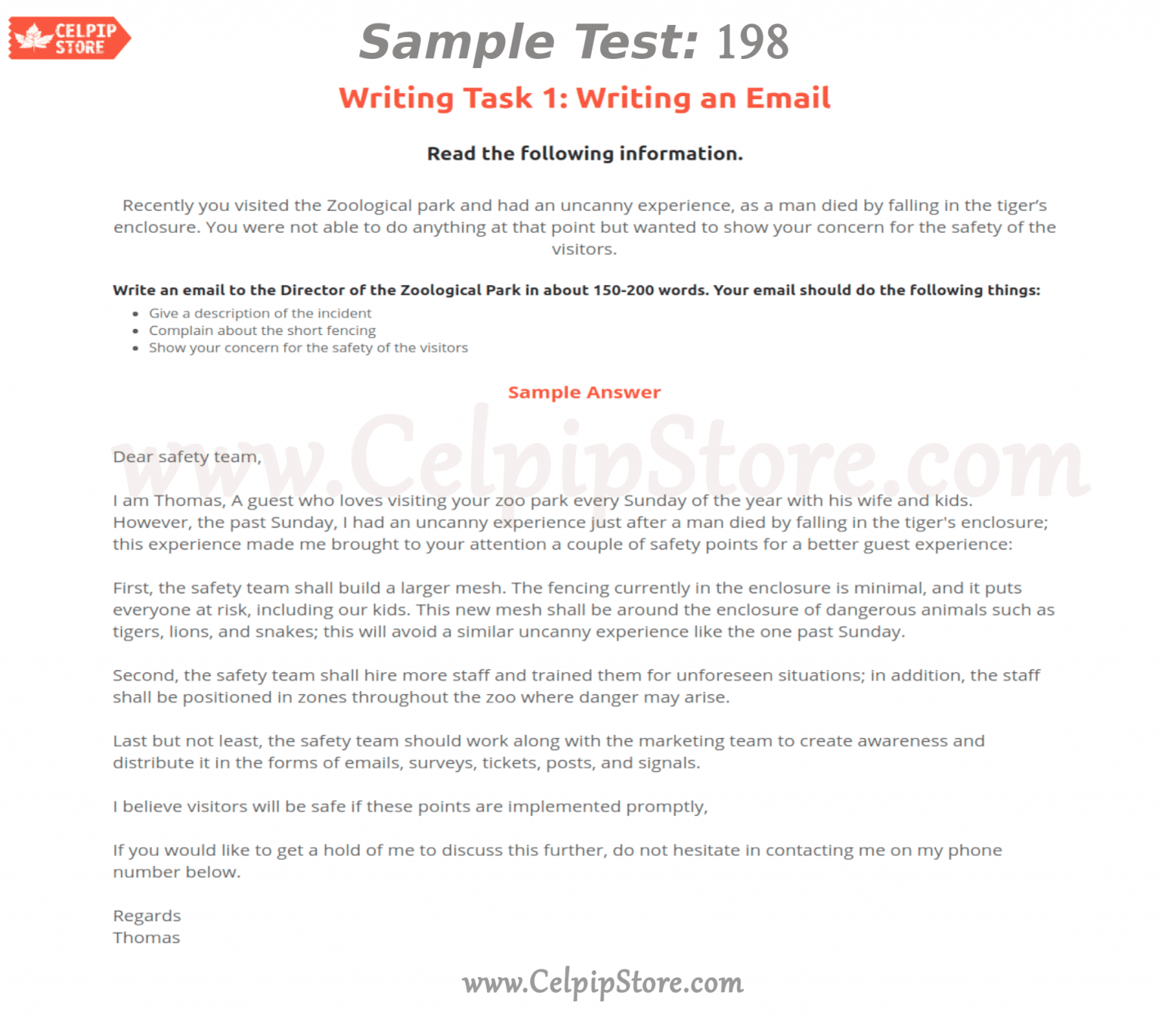 Celpip Writing an Email Sample 198