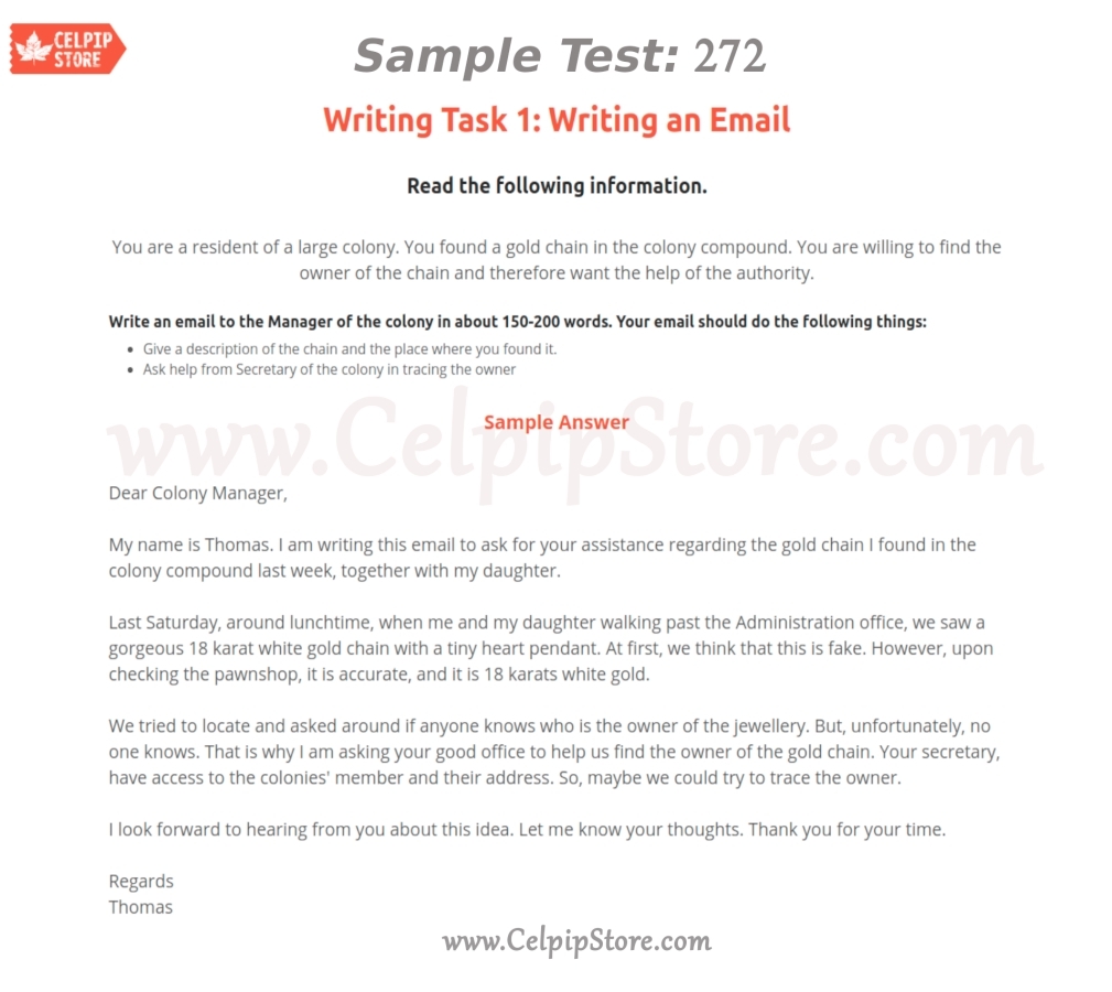 Writing an Email Sample 272
