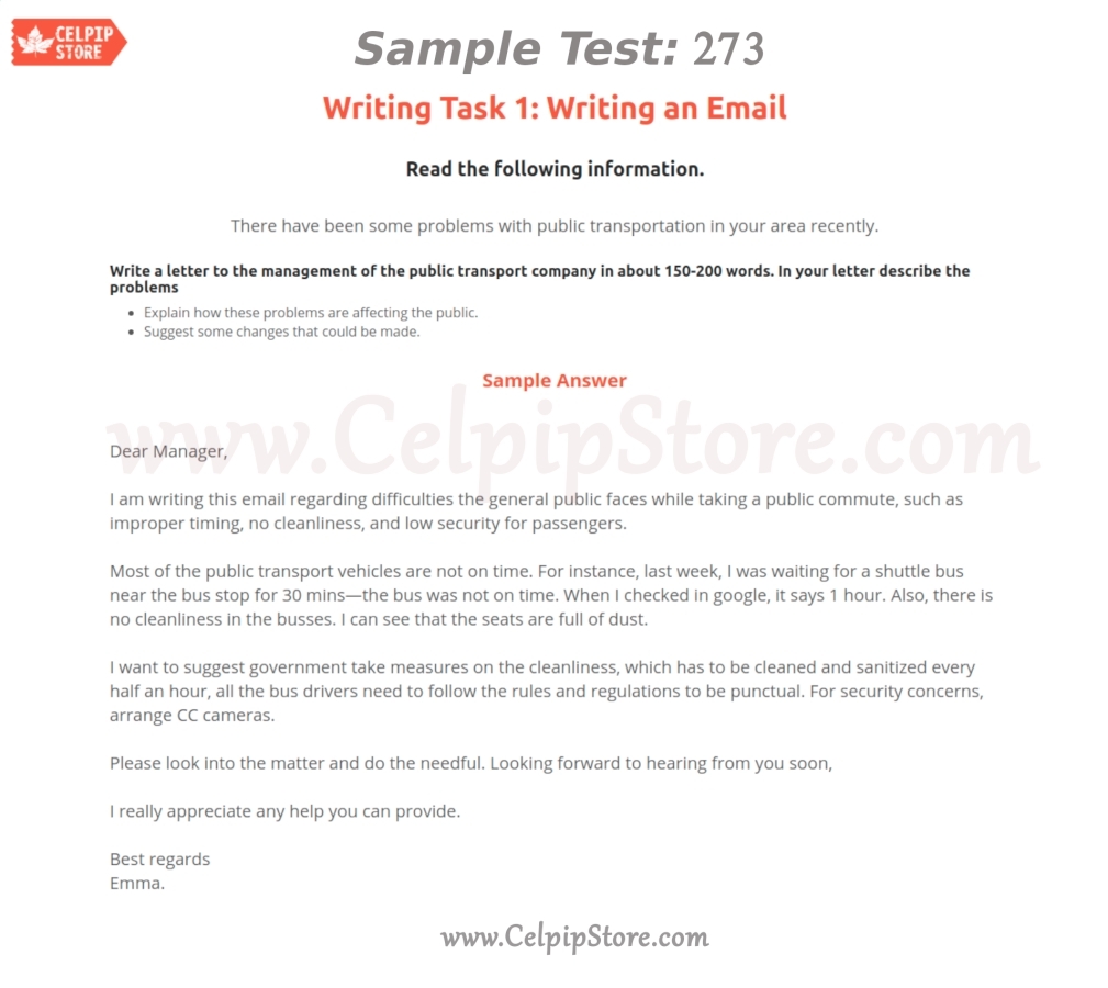 Writing an Email Sample 273