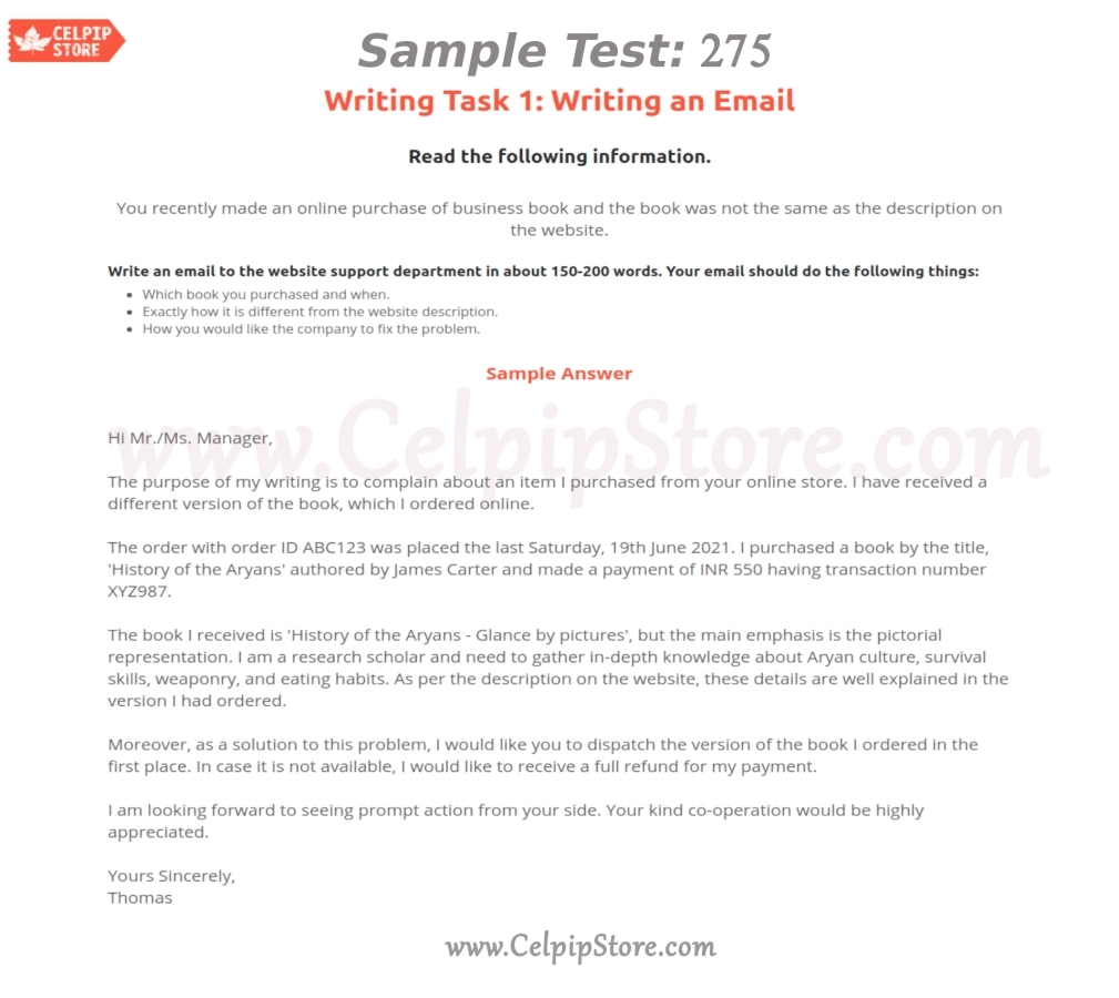 Writing an Email Sample 275