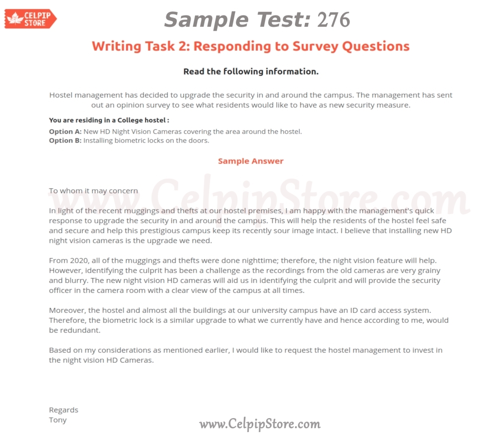 Responding to Survey Questions Sample 276