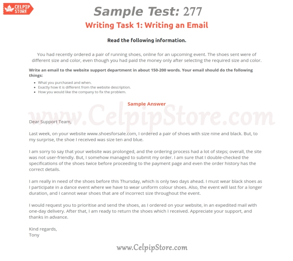 Writing an Email Sample 277
