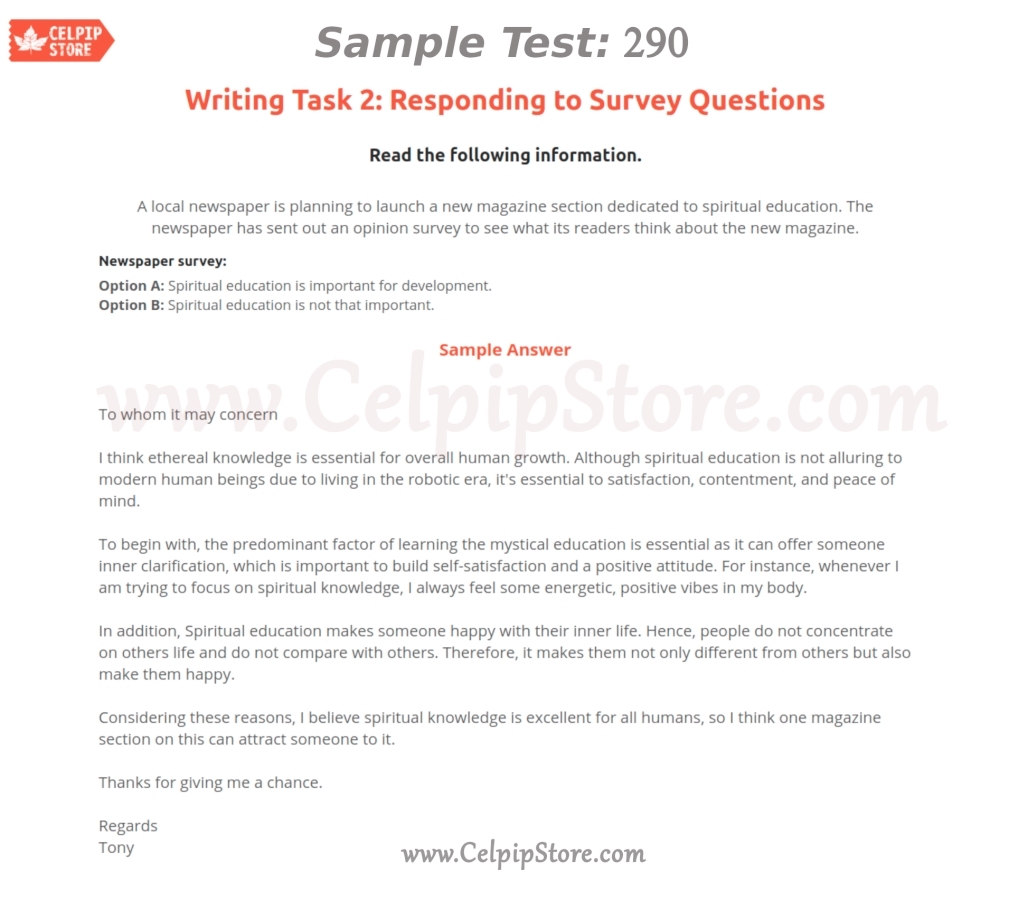 Responding to Survey Questions Sample 290