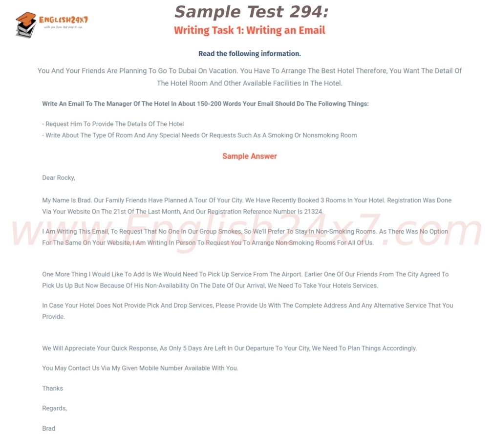 Writing an Email Sample 294